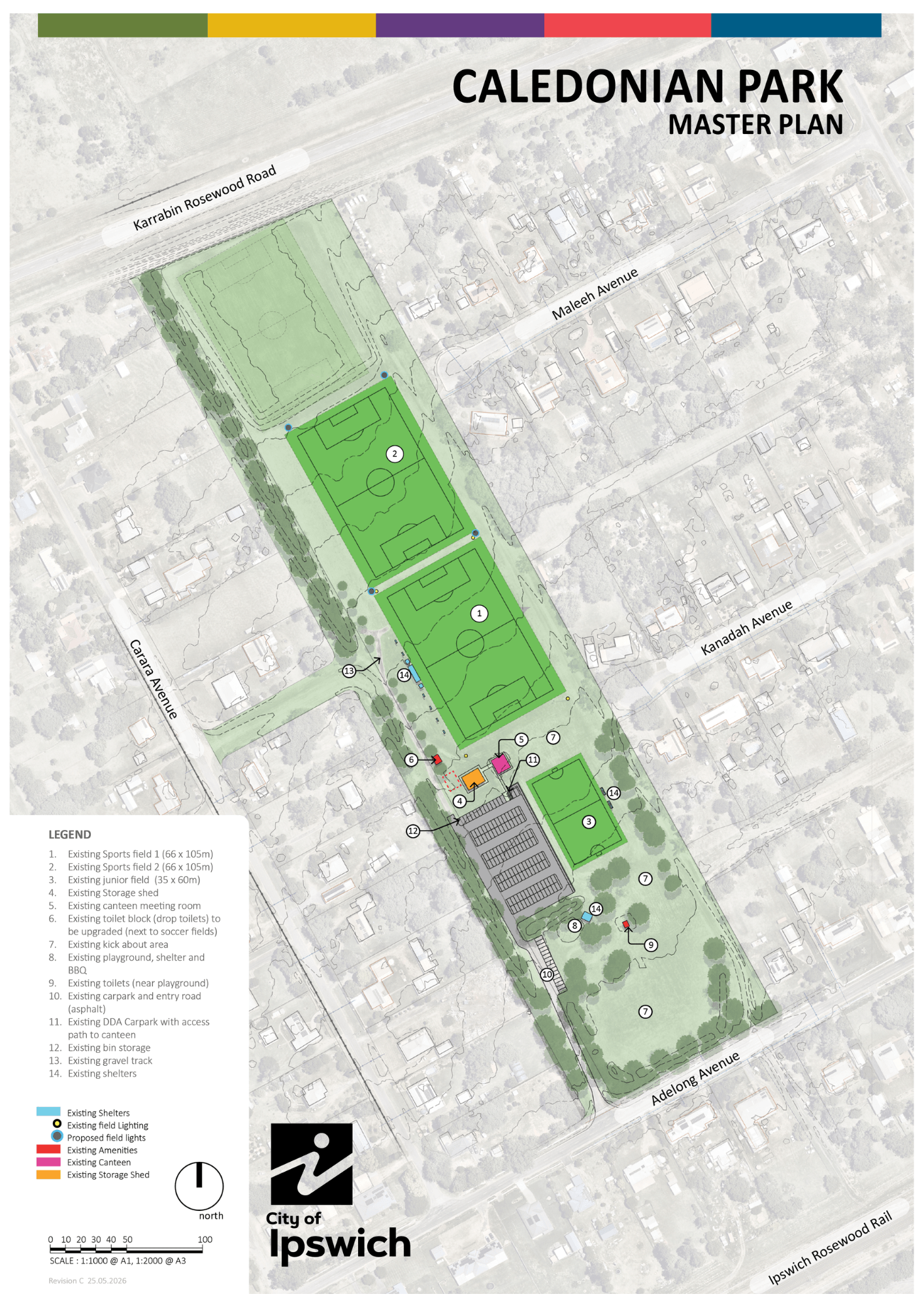 Caledonian Park Master Plan showing improvements