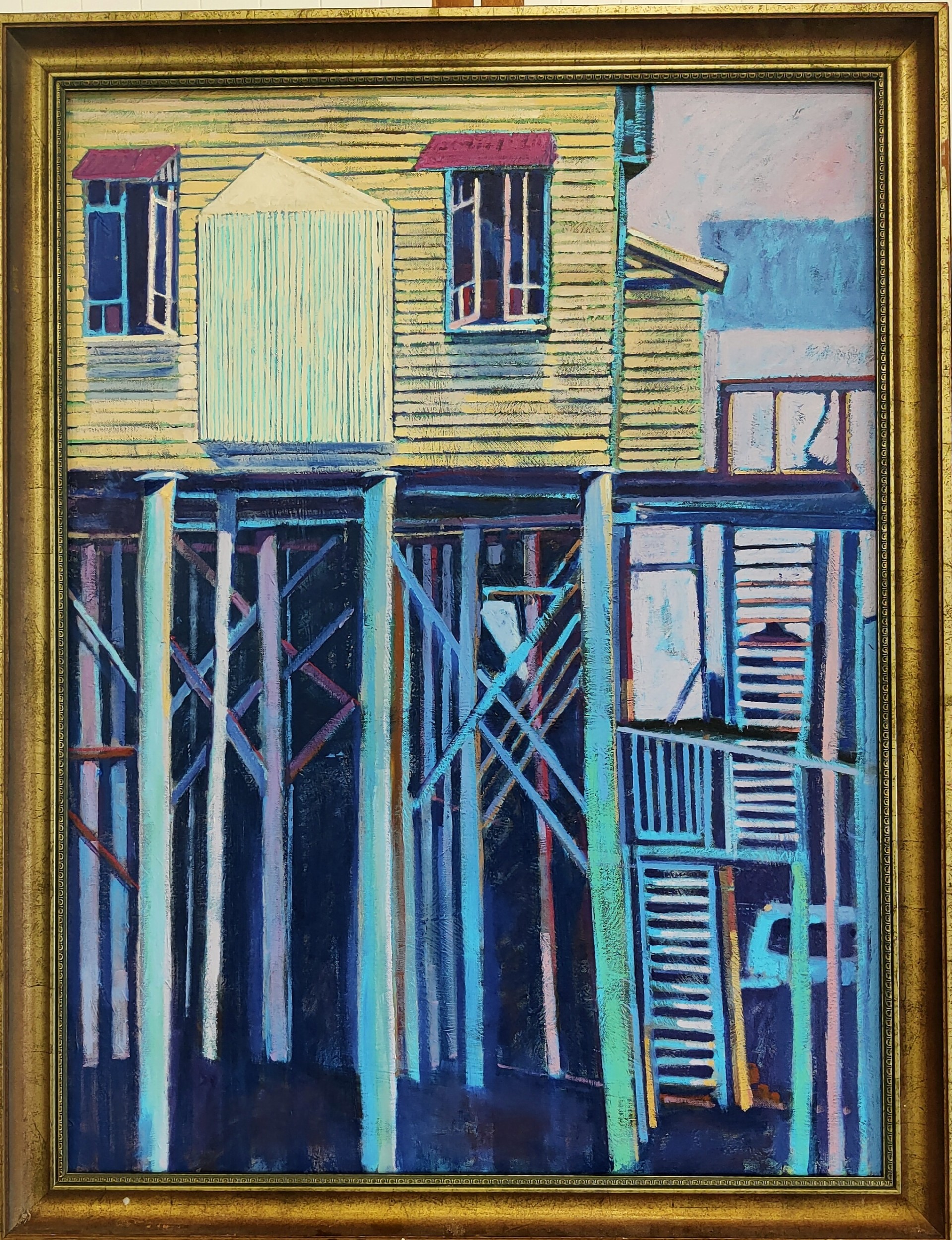 ​​Artist:​ Brian Merriman ​Title: Commercial Hotel Ipswich​  Judges' comments: The composition immediately catches the eye. The technique uses oil almost like pastel, giving depth beneath the structure. The treatment of perspective and immediacy of the medium are impressive. Confident and distinctive style​.